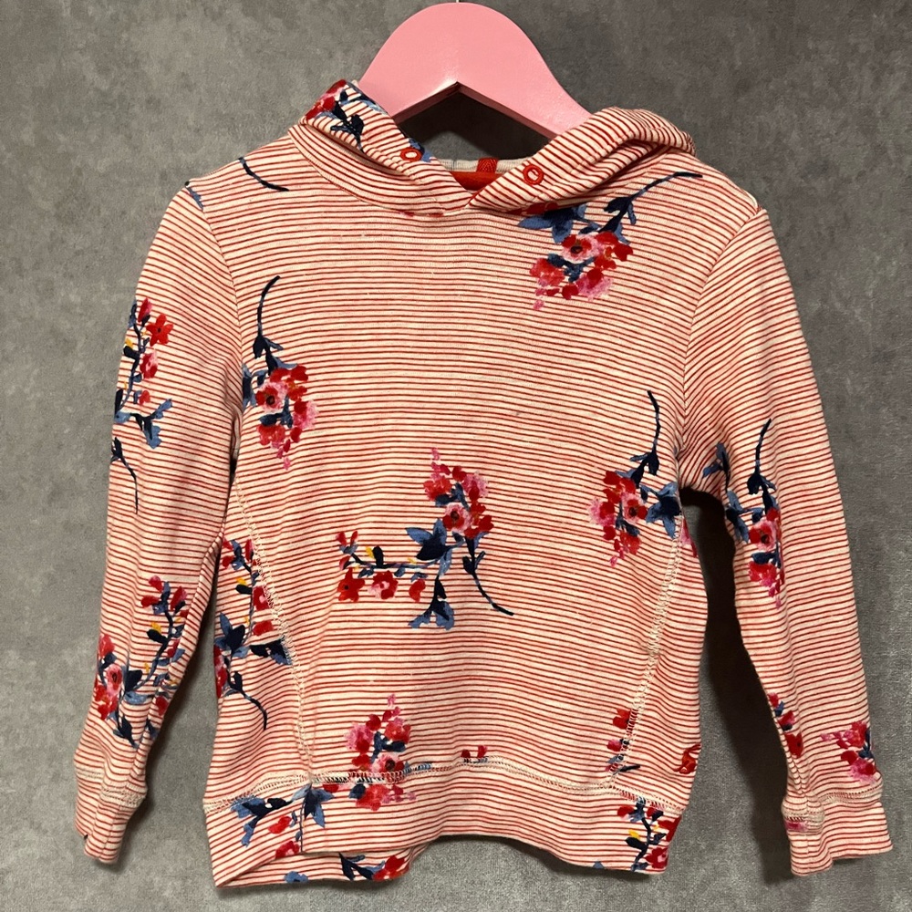 Joules Striped Floral Hoodie
